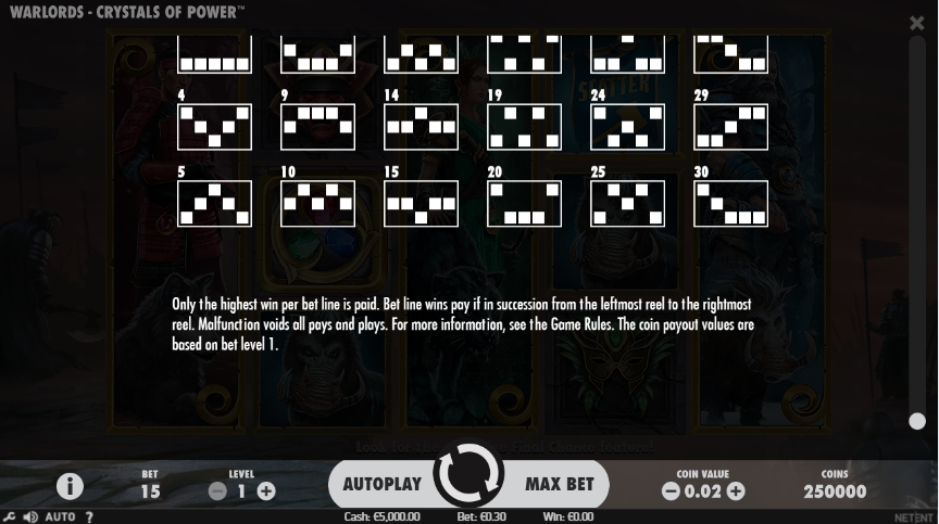 warlords: crystals of power slot machine detail image 8