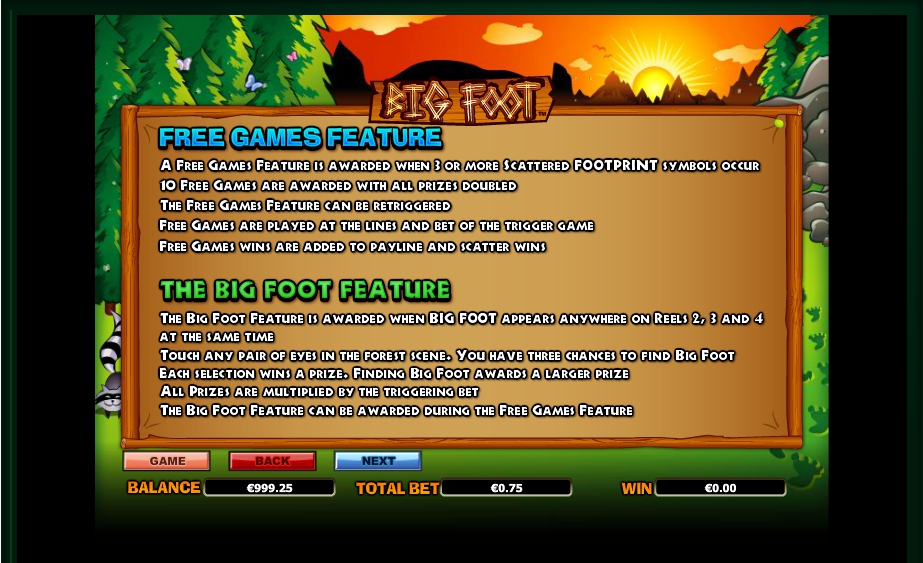 big foot slot machine detail image 2