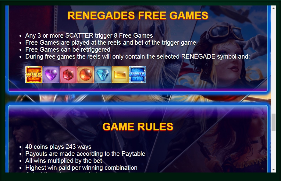 renegades slot machine detail image 2