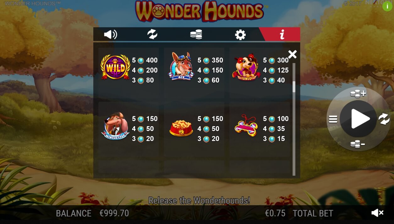 wonder hounds slot machine detail image 4