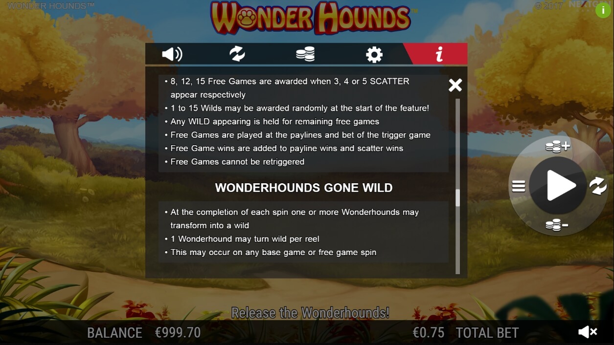 wonder hounds slot machine detail image 2