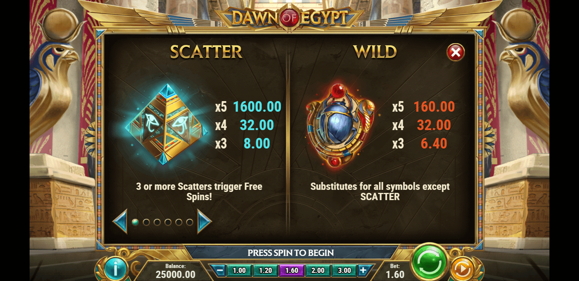 dawn of egypt slot machine detail image 0