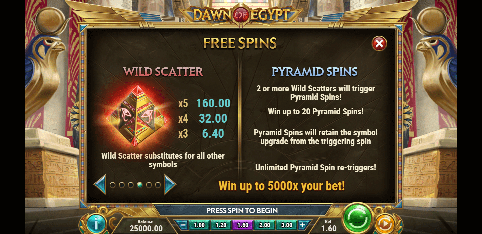 dawn of egypt slot machine detail image 3