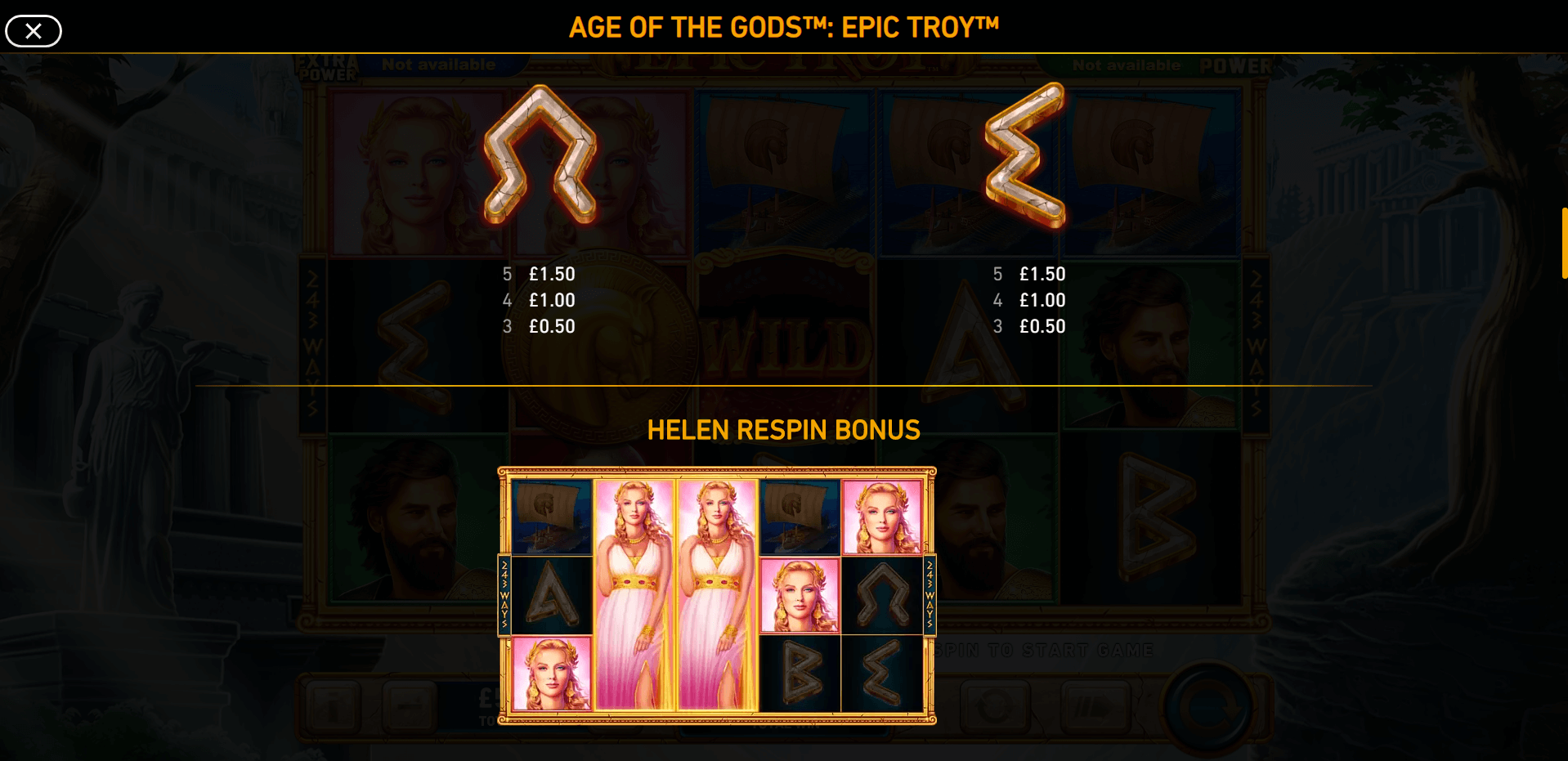 age of the gods epic troy slot machine detail image 3