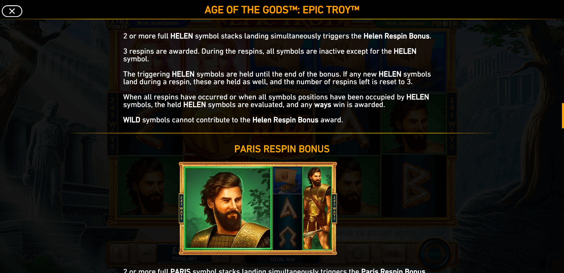 age of the gods epic troy slot machine detail image 4