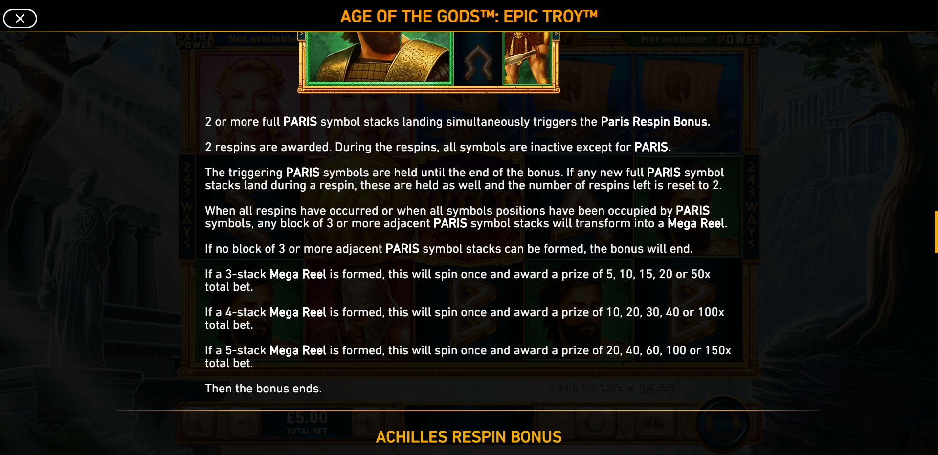 age of the gods epic troy slot machine detail image 5