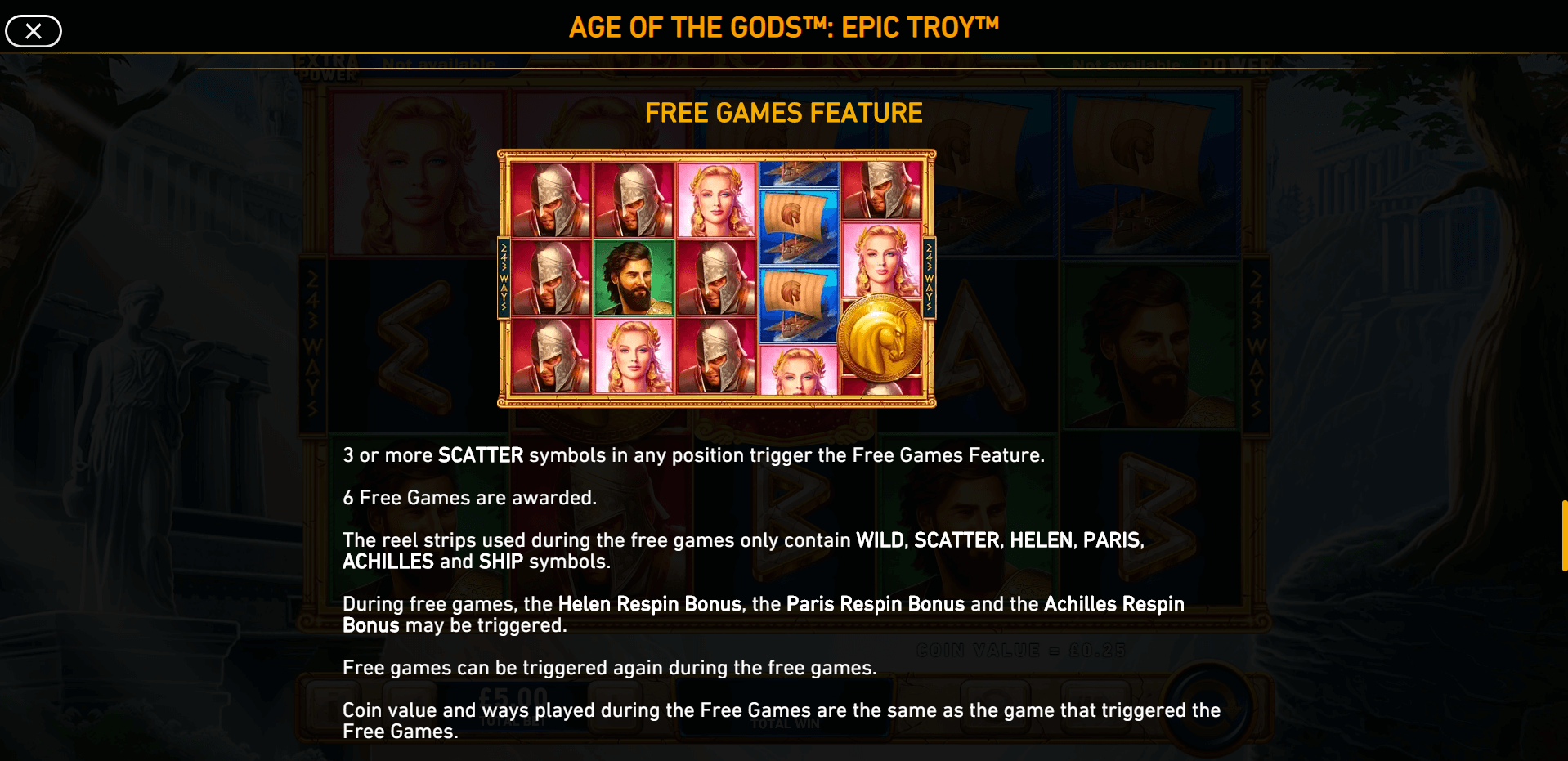 age of the gods epic troy slot machine detail image 7