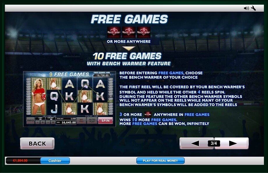 benchwarmers football girls slot machine detail image 1