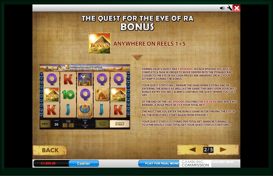 daring dave & the eye of ra slot machine detail image 3