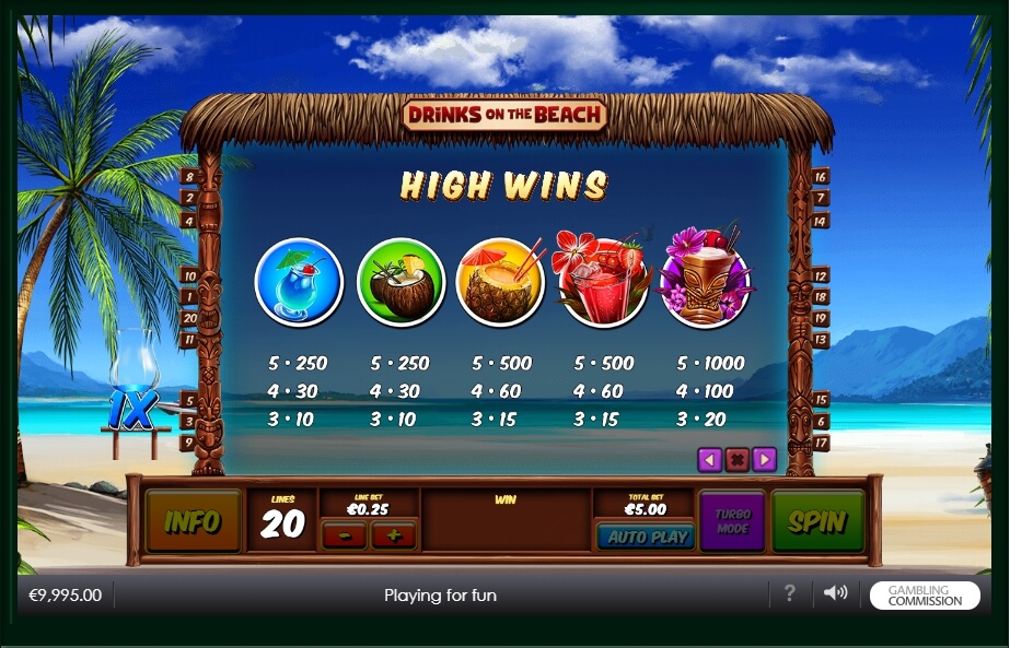 drinks on the beach slot machine detail image 3