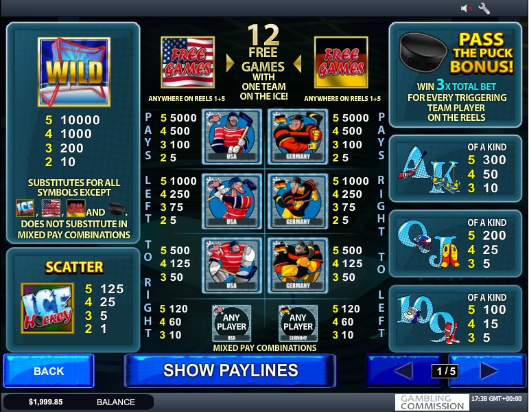 ice hockey slot machine detail image 4