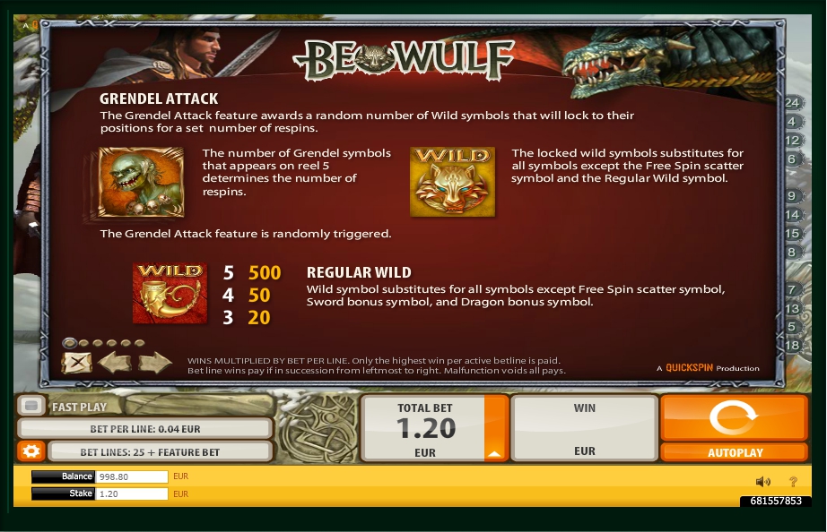 beowulf slot machine detail image 5