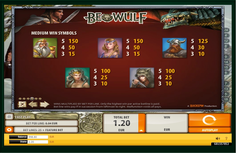 beowulf slot machine detail image 2