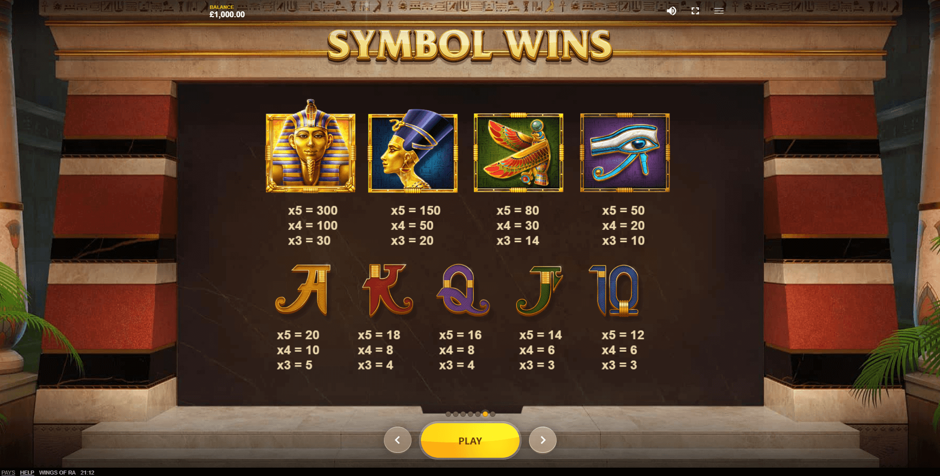 wings of ra slot machine detail image 4