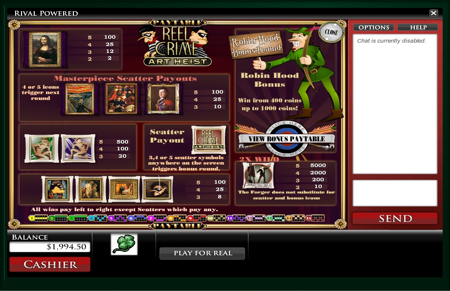 reel crime art heist slot machine detail image 0