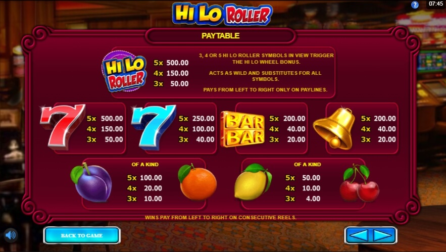 hi lo roller slot machine detail image 10