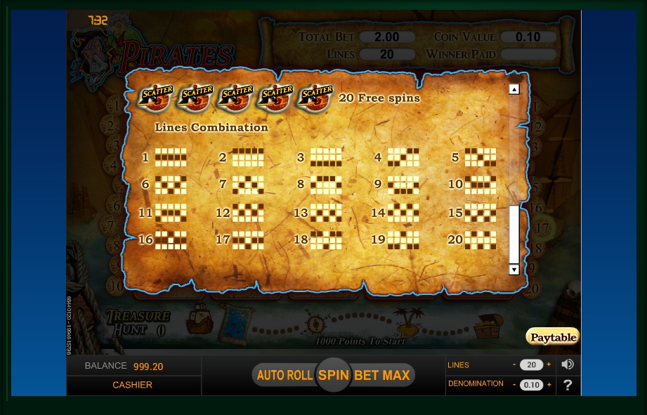 pirates treasure hunt slot machine detail image 0