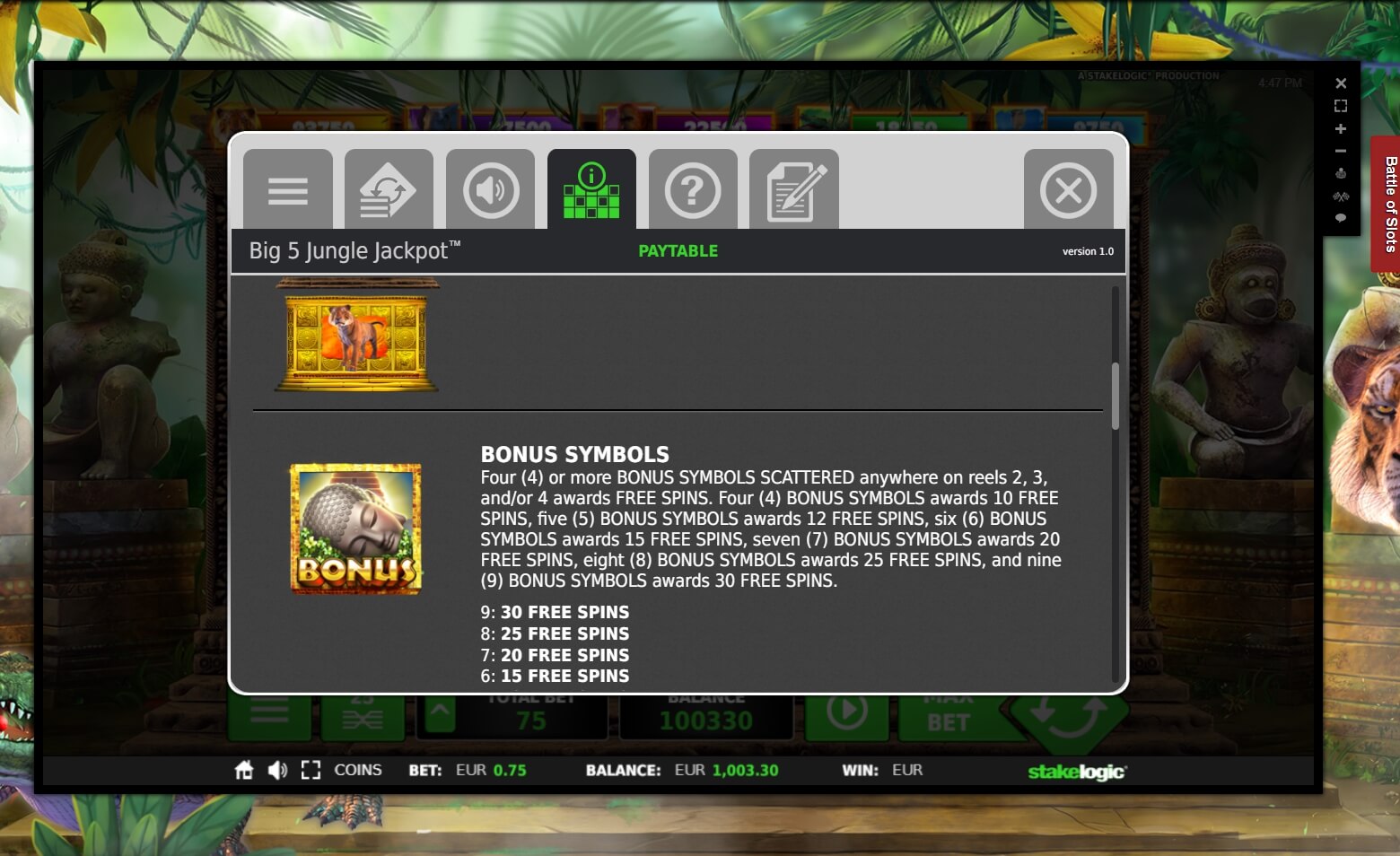 big 5 jungle jackpot slot machine detail image 4